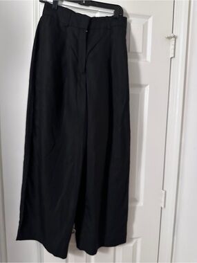 Men's Black Wide-Leg Dress Pants